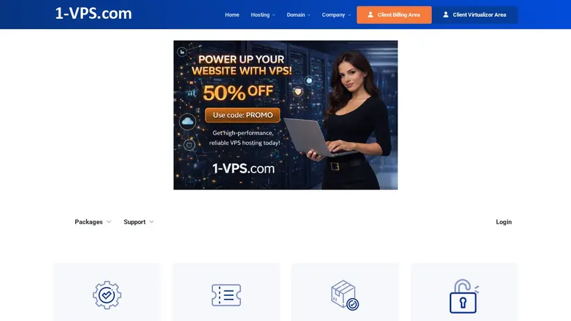1 VPS homepage screenshot