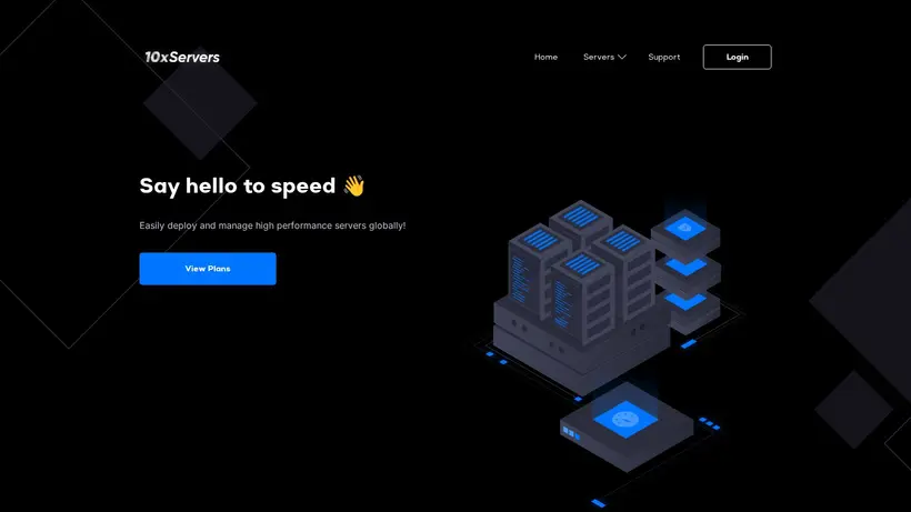 10xServers homepage screenshot