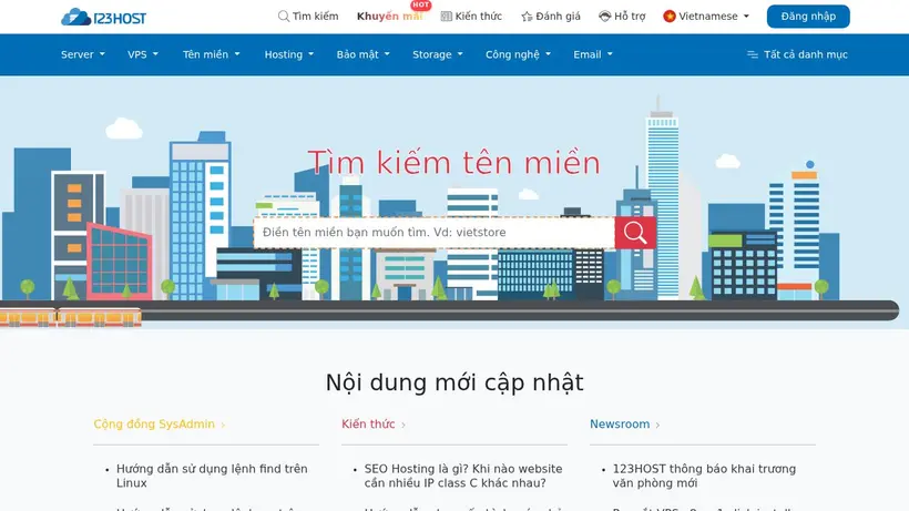 123Host homepage screenshot