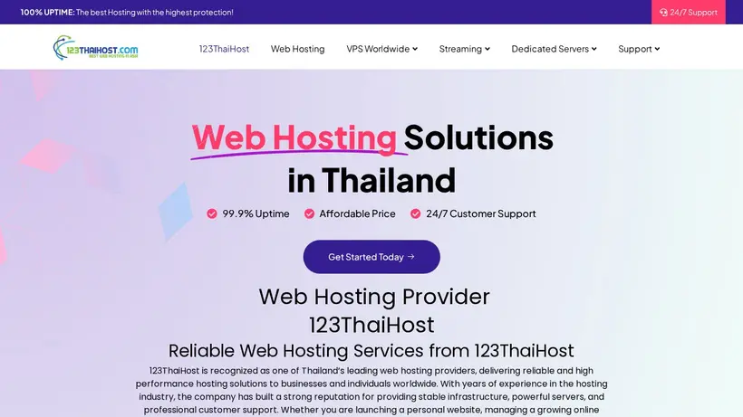 123ThaiHost homepage screenshot