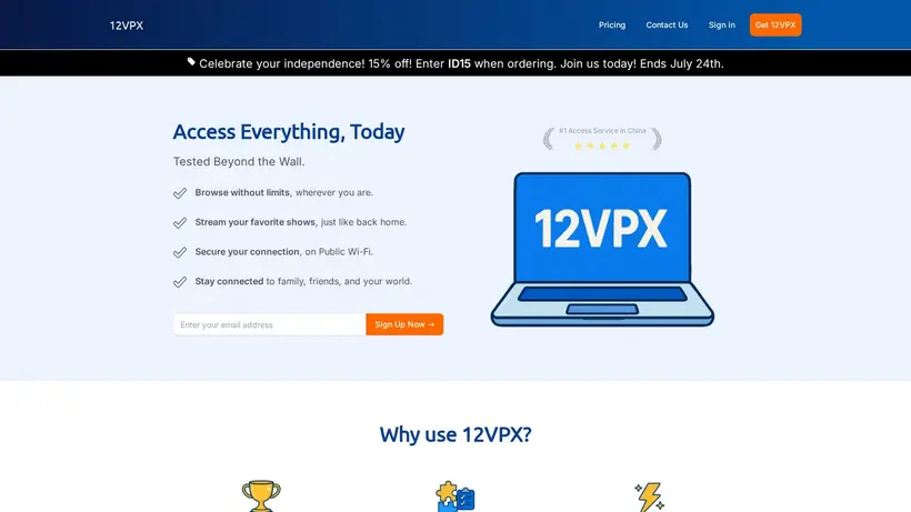 12 VPX homepage screenshot