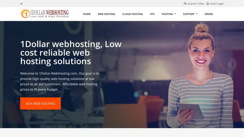 1Dollar-WebHosting homepage screenshot