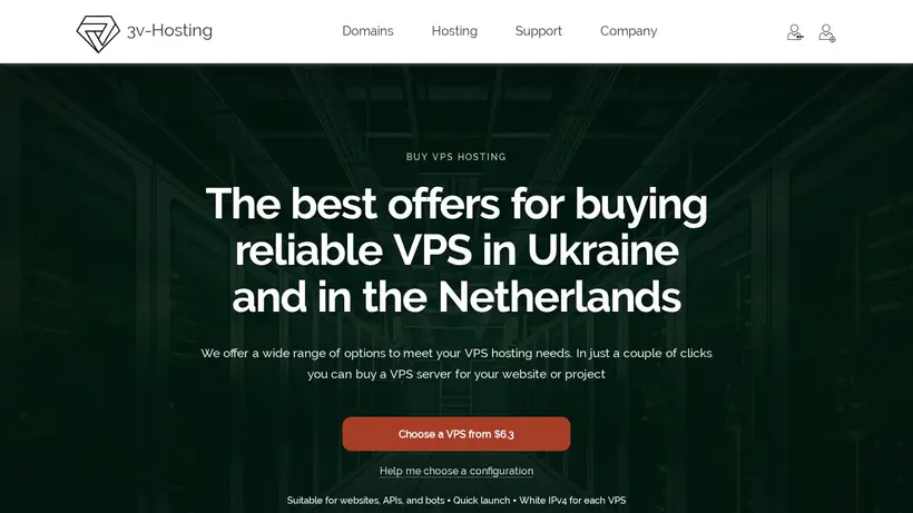 3V-Host homepage screenshot