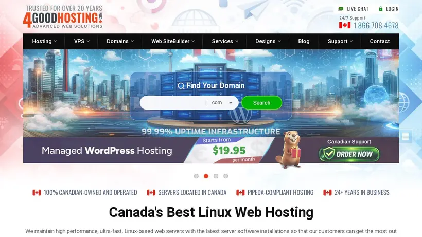 4 Good Hosting homepage screenshot
