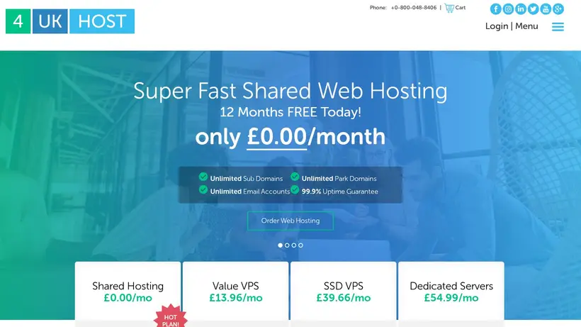 4UKHost homepage screenshot