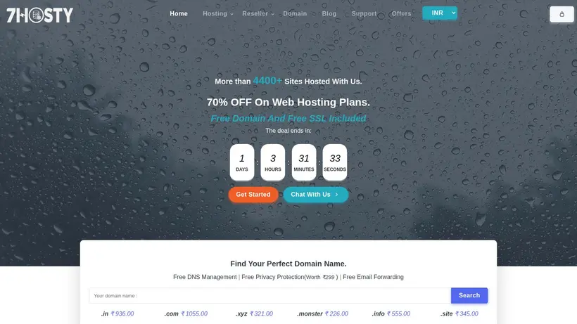 7Hosty homepage screenshot