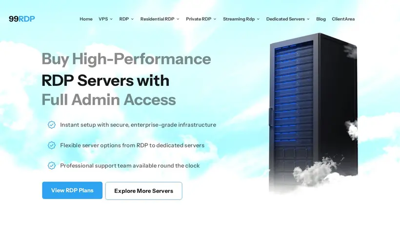 99RDP homepage screenshot