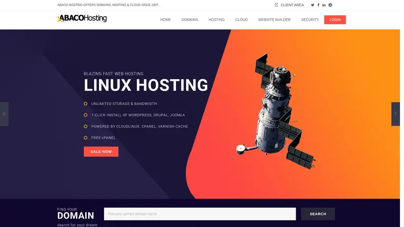 Abaco Hosting homepage screenshot
