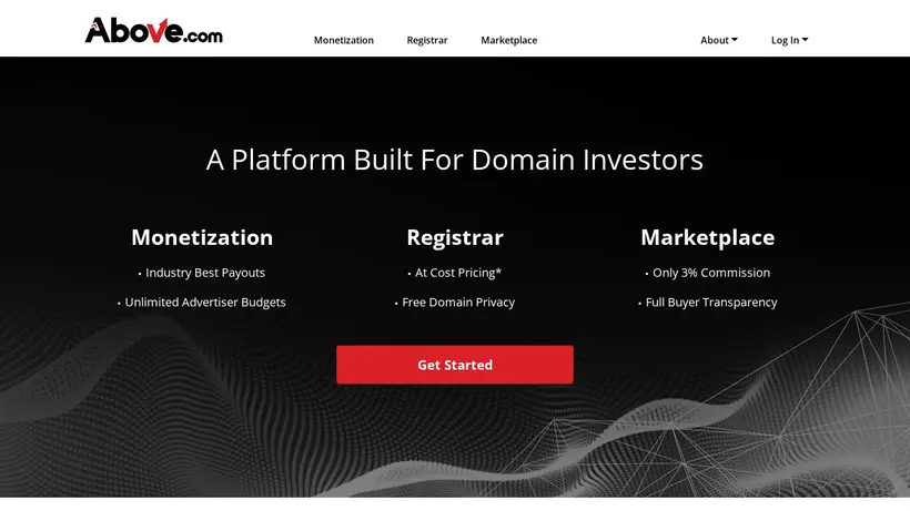 Above.com homepage screenshot