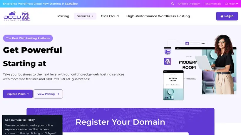 AccuWebHosting homepage screenshot