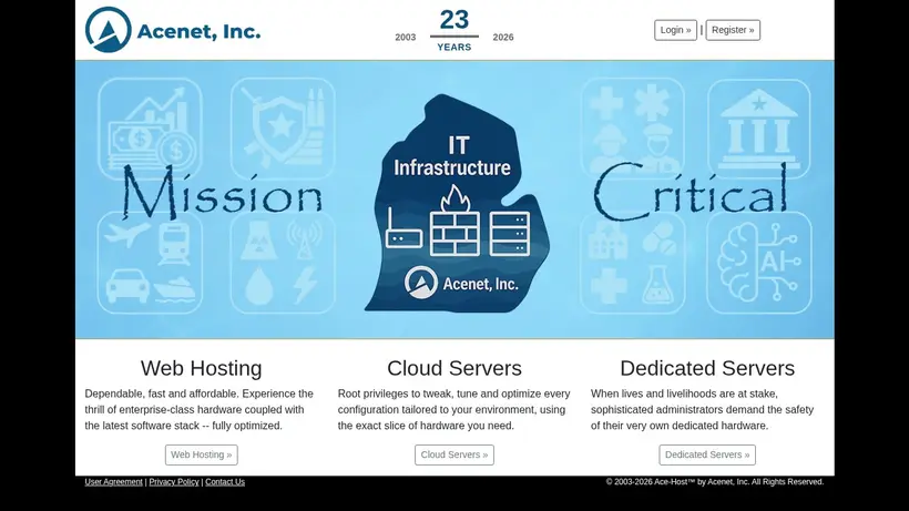 Ace-Host homepage screenshot