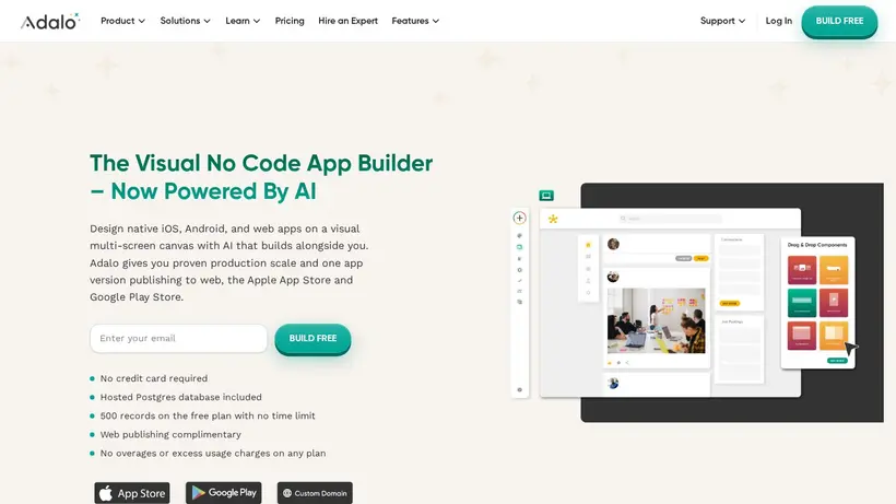 Adalo homepage screenshot