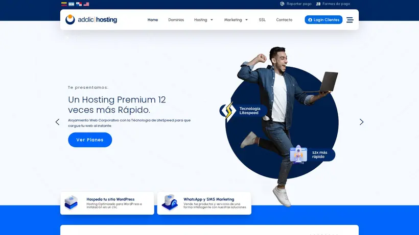 AdclicHosting homepage screenshot