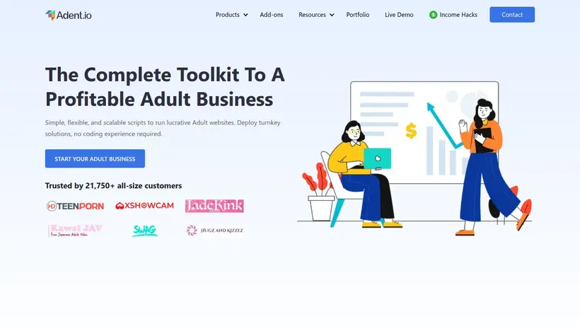 Adent.io homepage screenshot