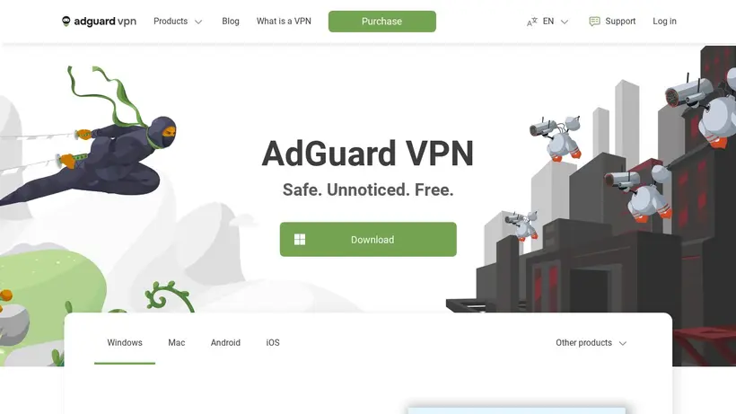 Adguard-VPN homepage screenshot