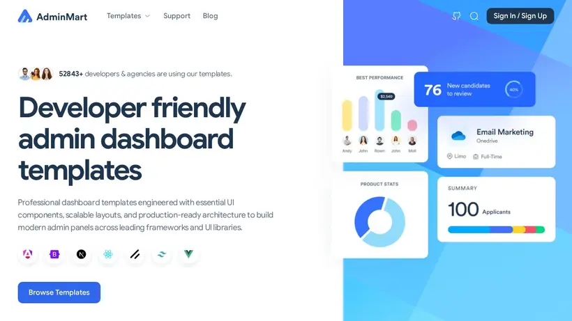 AdminMart homepage screenshot
