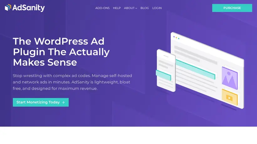 AdsanityPlugin homepage screenshot