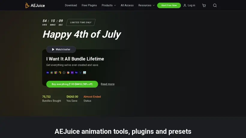 AEJuice homepage screenshot