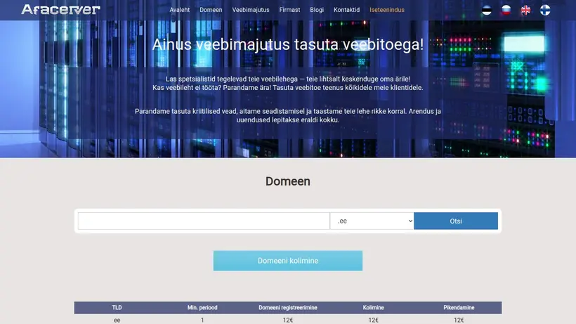 Afacerver homepage screenshot