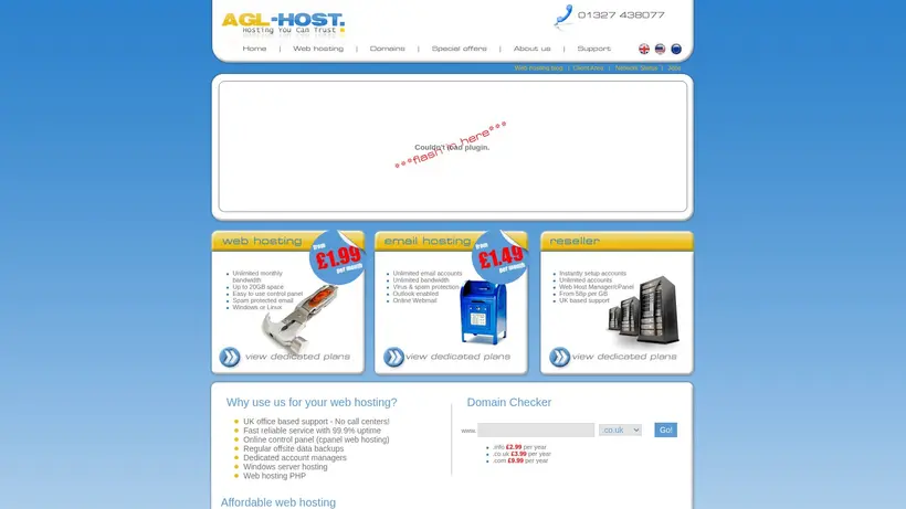 Agl-Host homepage screenshot