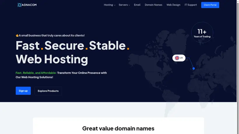Agnacom homepage screenshot