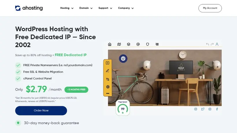 AHosting.net homepage screenshot