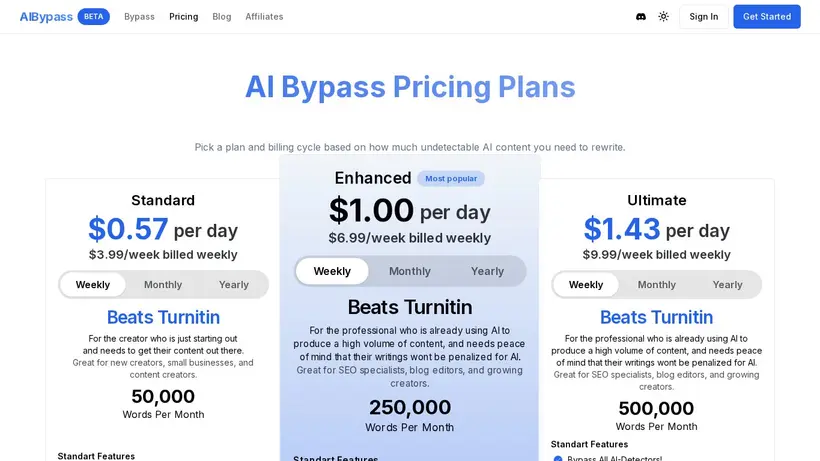 AIBypass homepage screenshot