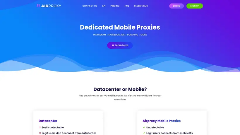 AirProxy homepage screenshot