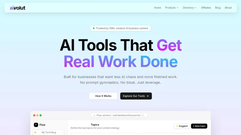 Aivolut homepage screenshot
