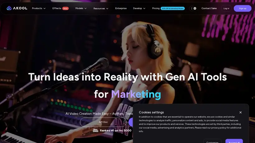 Akool homepage screenshot