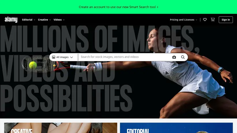 Alamy homepage screenshot
