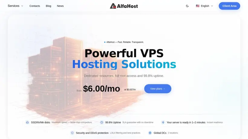 AlfaHost homepage screenshot