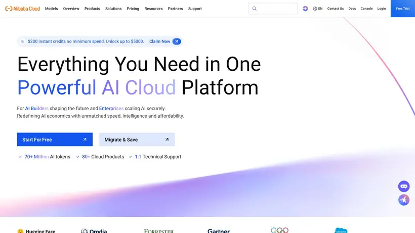 Alibaba Cloud homepage screenshot