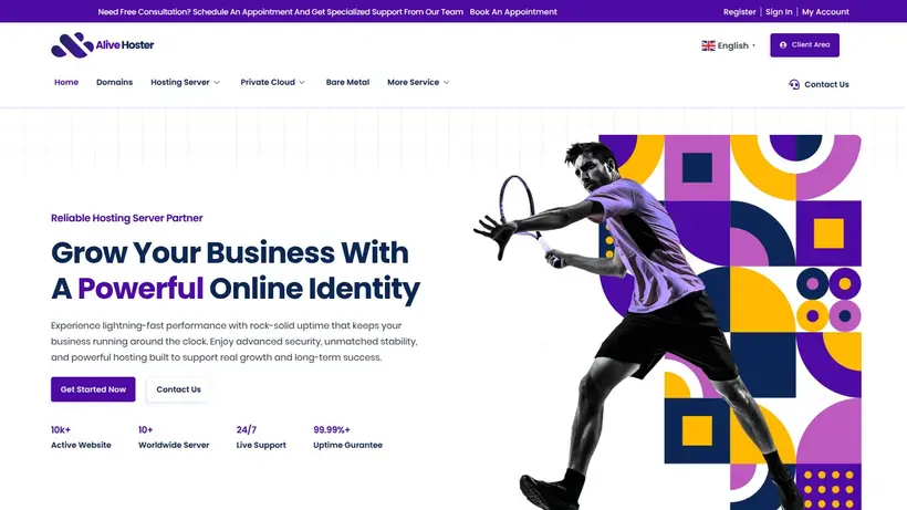 AliveHoster homepage screenshot