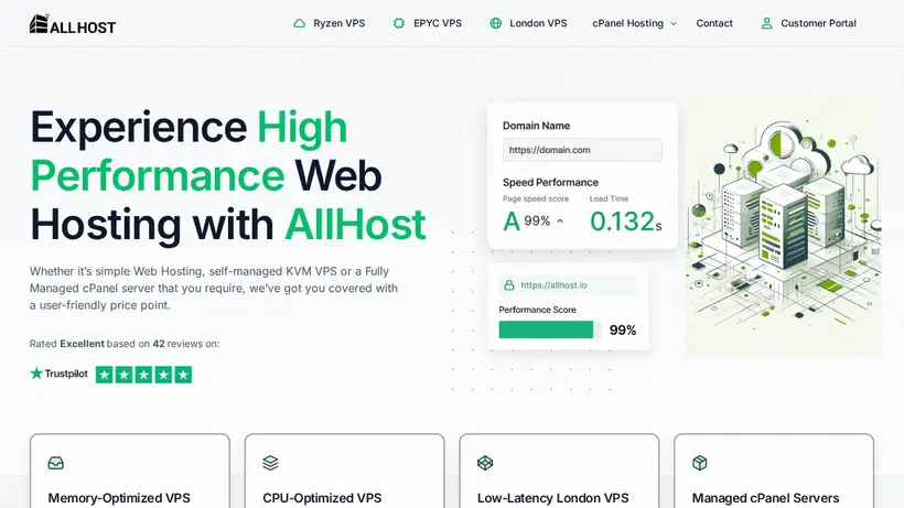 AllHost homepage screenshot