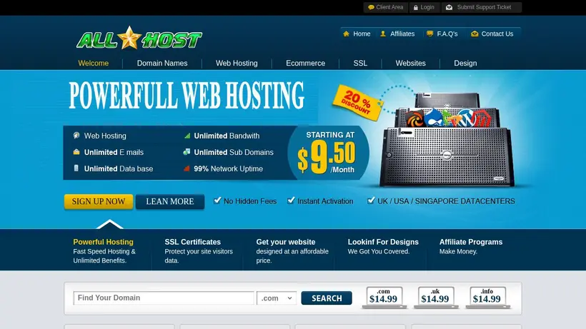 All Star Host homepage screenshot