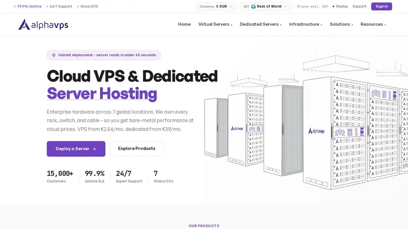 AlphaVPS homepage screenshot