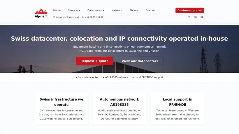 AlpineDC homepage screenshot