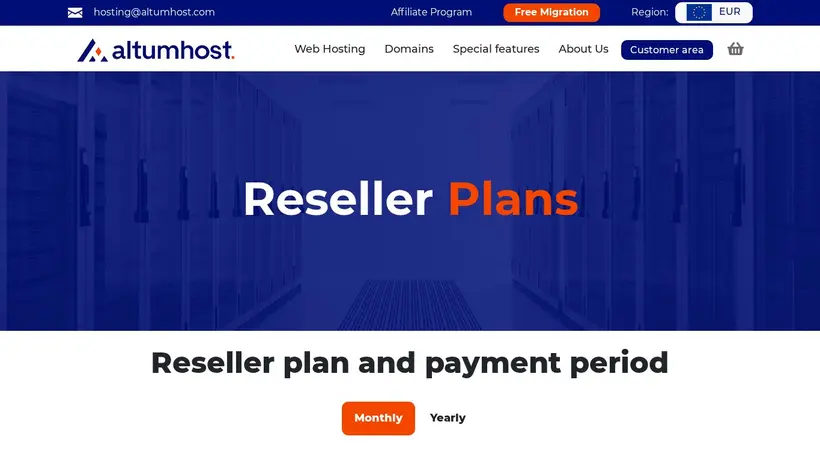 AltumHost.eu homepage screenshot