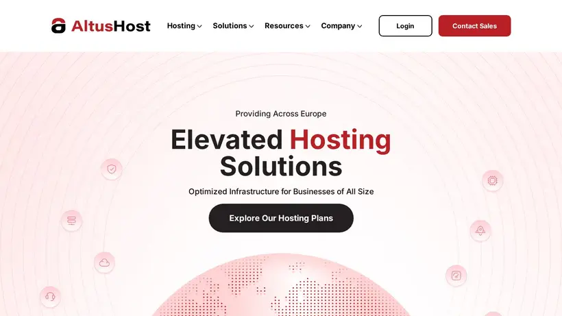 AltusHost homepage screenshot