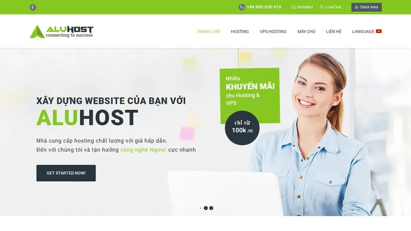 AluHost homepage screenshot