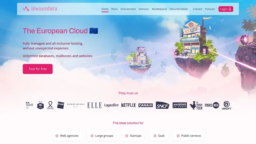 Alwaysdata homepage screenshot