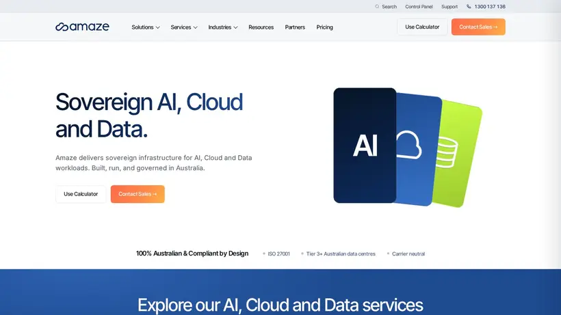 Amaze homepage screenshot