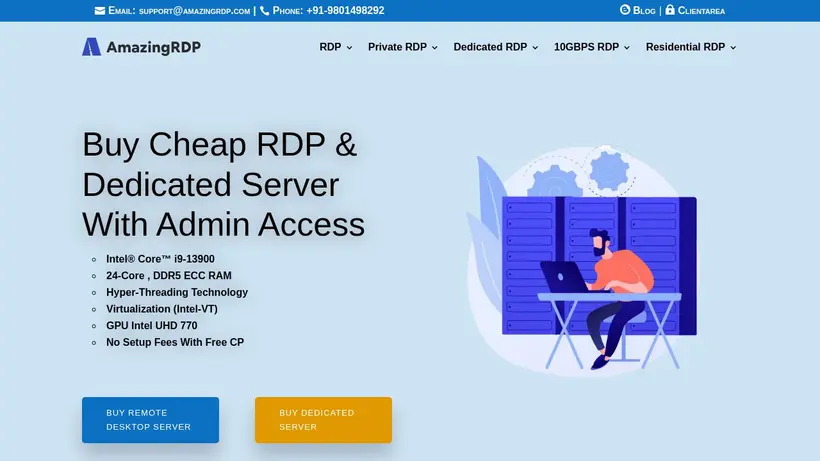 AmazingRDP homepage screenshot
