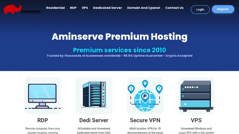AMinServe homepage screenshot