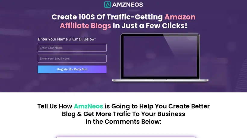 AmzNeos homepage screenshot