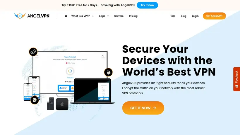 AngelVPN homepage screenshot