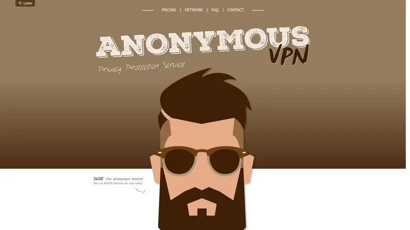 Anonymous VPN homepage screenshot