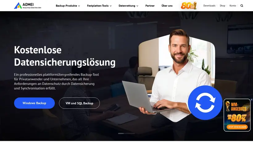 Aomei.de homepage screenshot