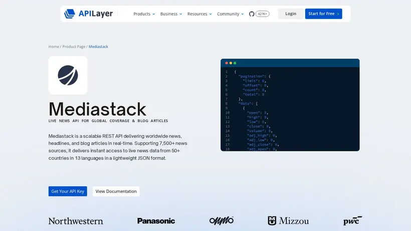 Apilayer homepage screenshot